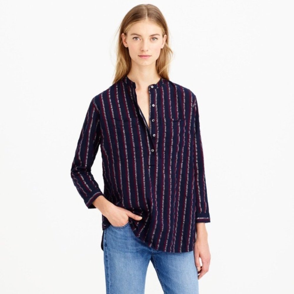 3 for $30  J. CREW Metallic Stripe Popover